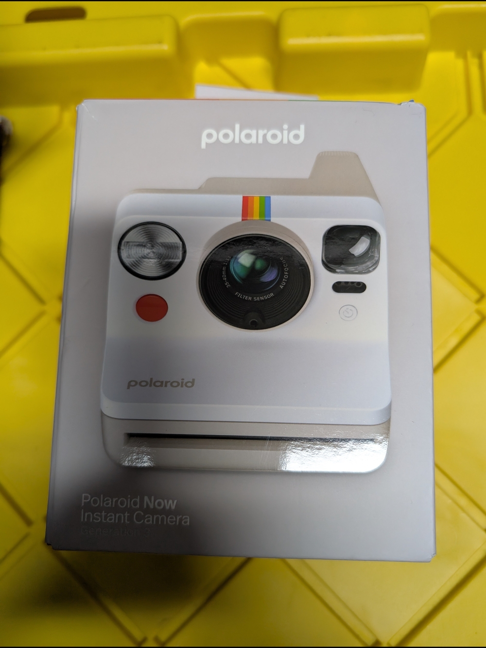 Polaroid Now Instant Camera - White with Rainbow Accent